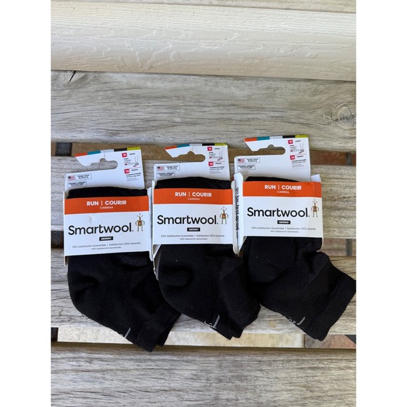 Smartwool Run Ankle Socks Mens XL Extra Large Black Merino Wool Blend Pack of 3 - Picture 1 of 5